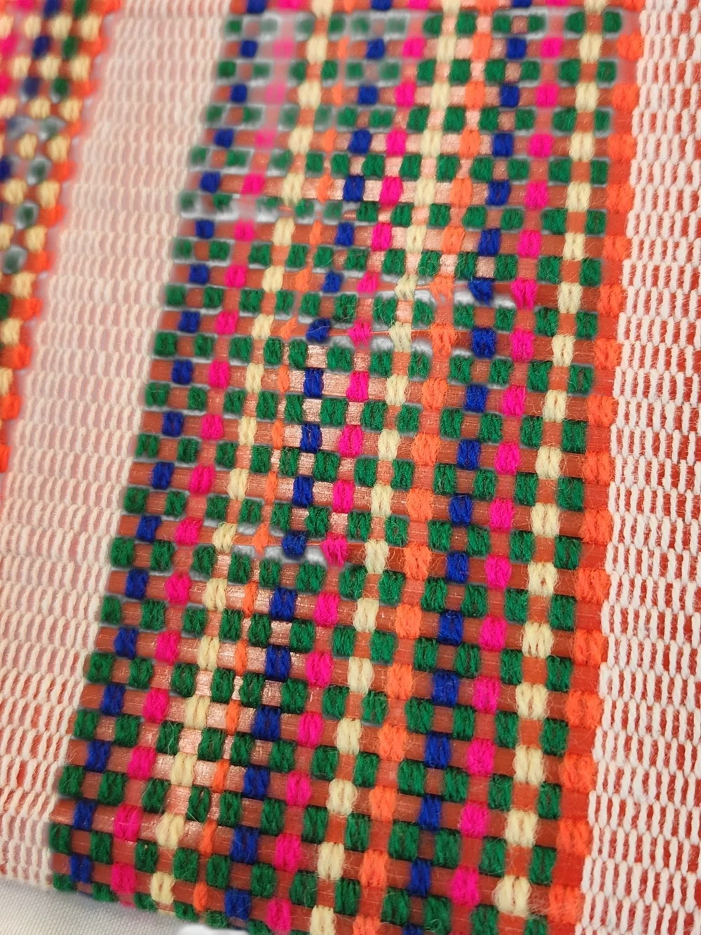Mersea Red Striped Handwoven Tote with Wooden Handles - Picture 4 of 8